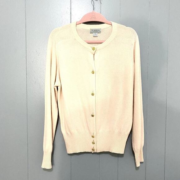 Vintage Sutton Studio Cashmere Baby Pink Knotted Gold Buttons Classic Cardigan M - Picture 1 of 6